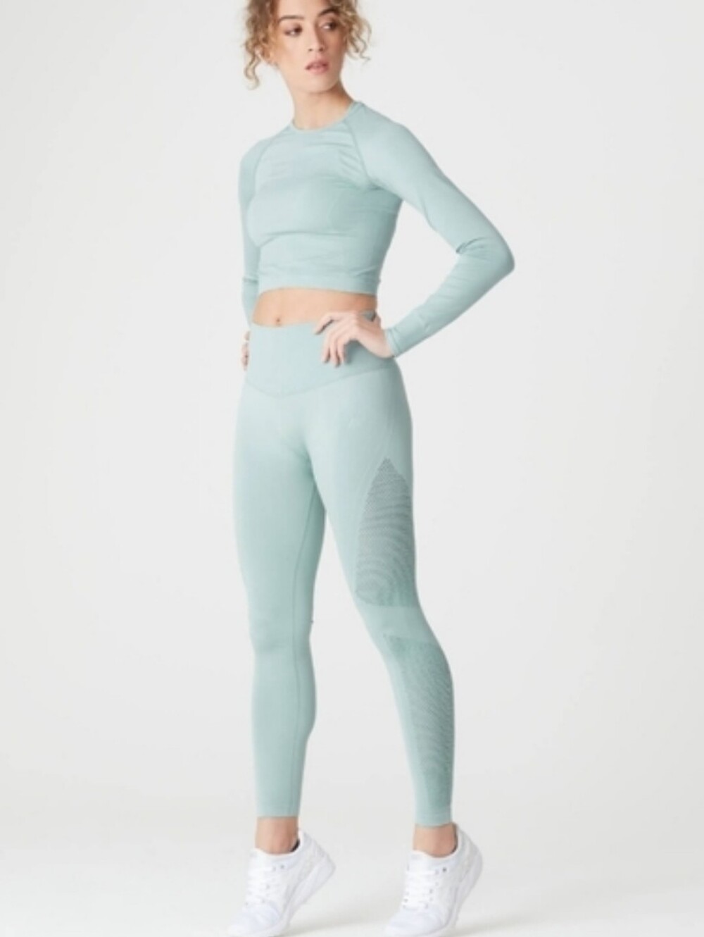 Seamless High-Waist Leggings in Seafoam Green